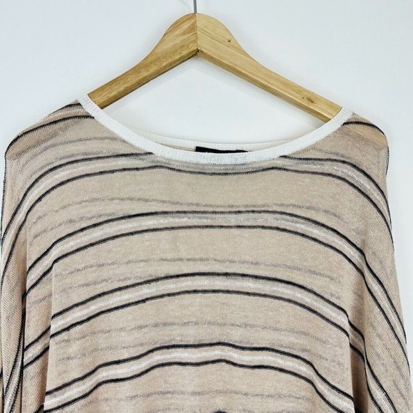 Me+Em Peach Beige Striped Oversized Linen Blend Relaxed Fit Top UK S - Picture 4 of 11